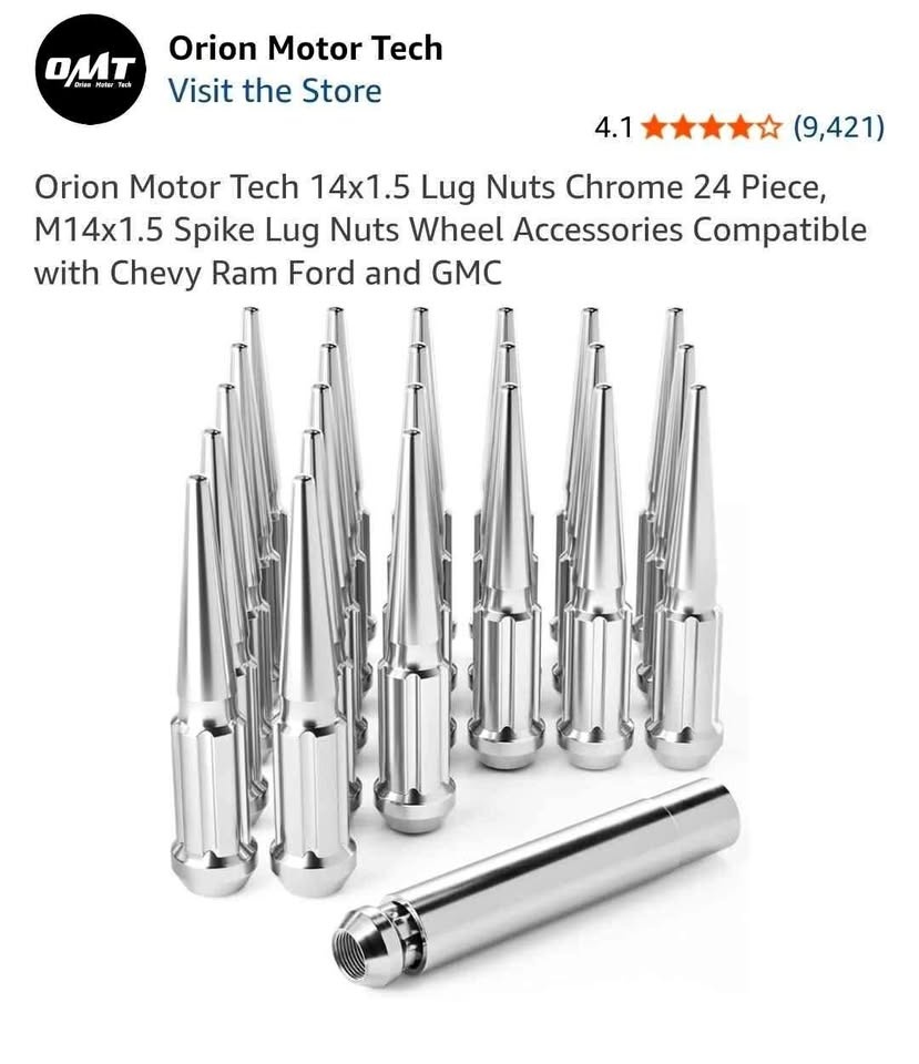 Orion Motor Tech 14x1.5 Lug Nuts Chrome 24 Piece