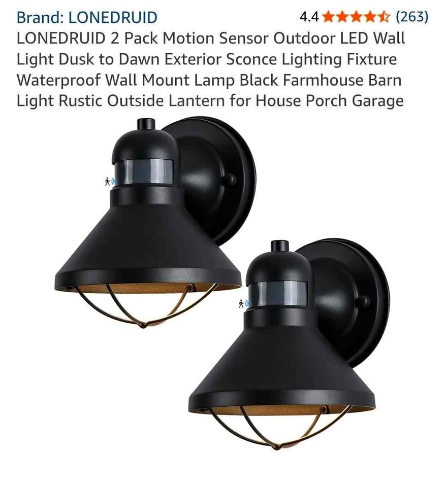 LONEDRUID 2 Pack Motion Sensor Outdoor LED Wall Light