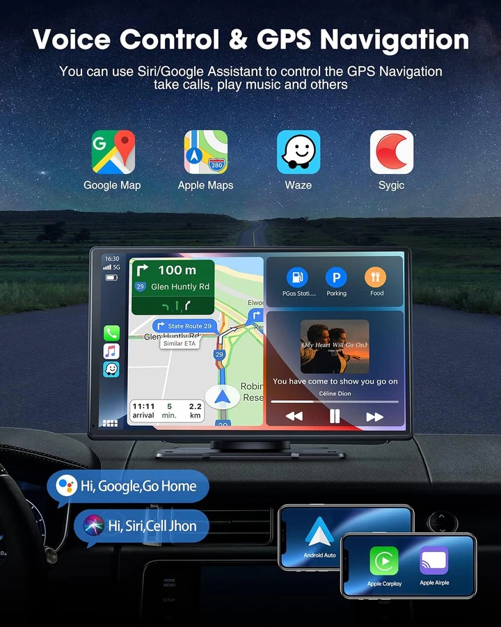 RC07 9''Car Stereo Wireless Apple Carplay & Android Auto - photo 2