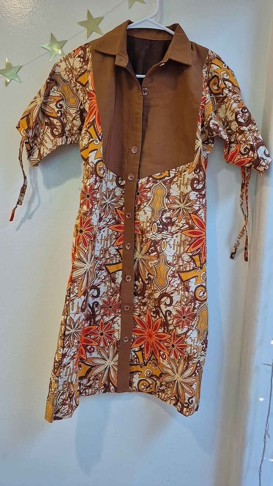 Floral Brown Ankara Shirt Dress - photo 2