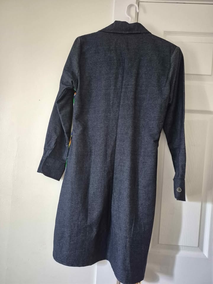 Denim & Ankara Combo Shirt Dress - photo 2