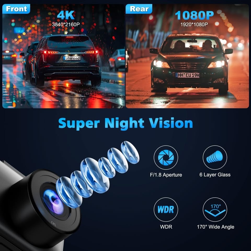 4K Dash Cam Front and Rear with CPL Filter - photo 4