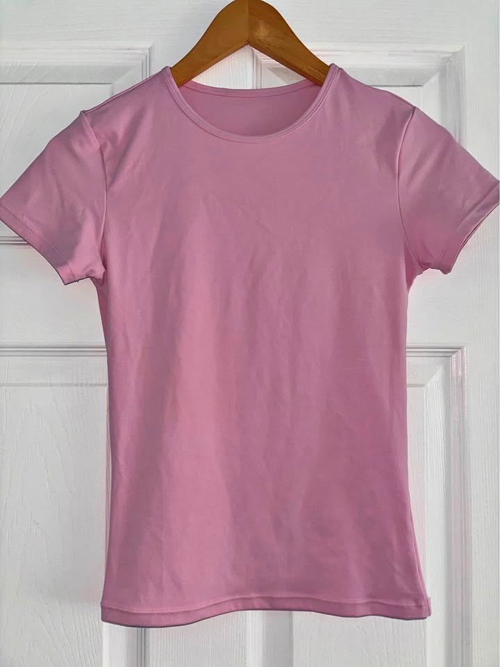 SUUKESS Pink Fitted Basic Crew Tee - size s fits XS