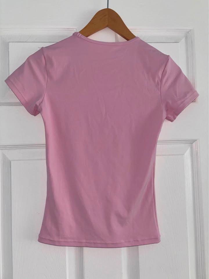 SUUKESS Pink Fitted Basic Crew Tee - size s fits XS - photo 2
