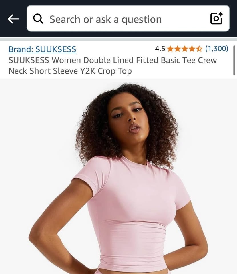 SUUKESS Pink Fitted Basic Crew Tee - size s fits XS - photo 4