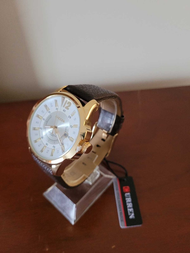 Gold & White Curren Chronometer Quartz Men's Watch - photo 2