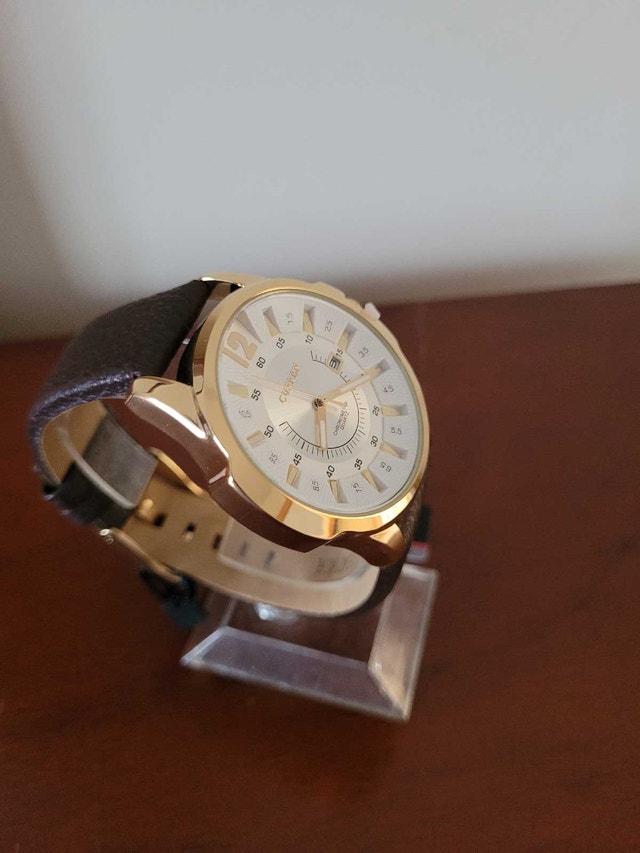 Gold & White Curren Chronometer Quartz Men's Watch - photo 3