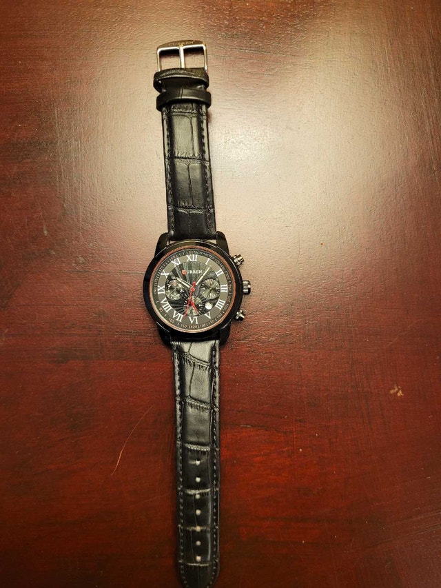 New Men's Curren Black Roman Dial Fashion Watch