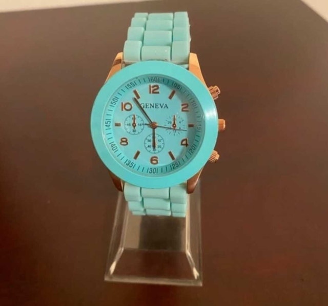 Brand New Geneva Turquoise Watch with Gold Accents