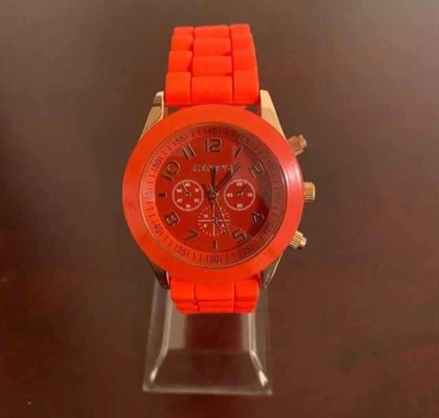 Brand New Geneva Red Watch with Gold Accents