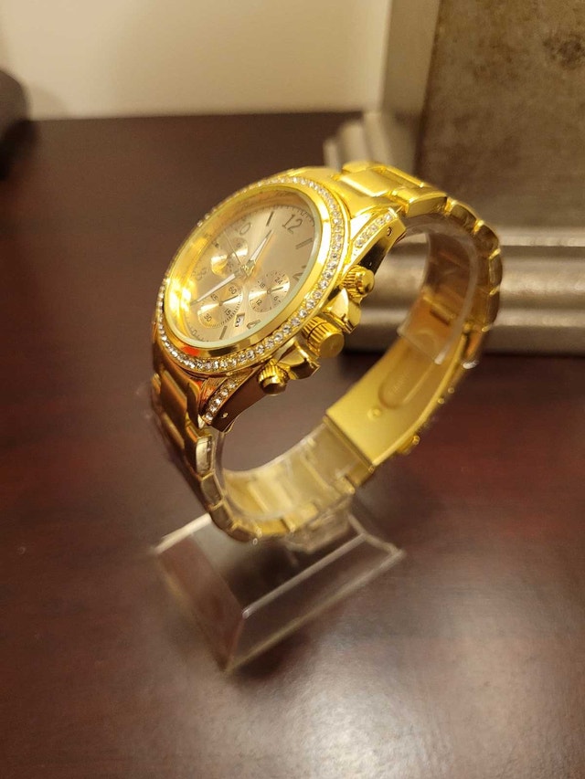 Brand New Unisex Gold Watch with Diamond Crystal Accents - photo 3