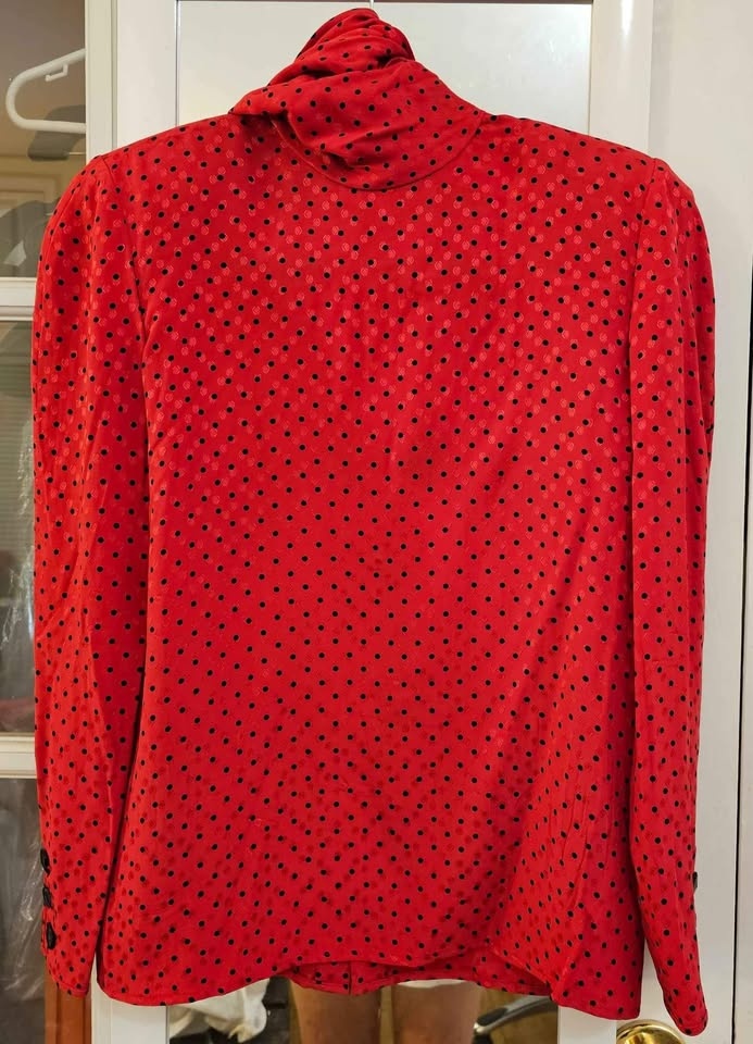 Valentino Silk Blouse - Red with Black Polka Dots