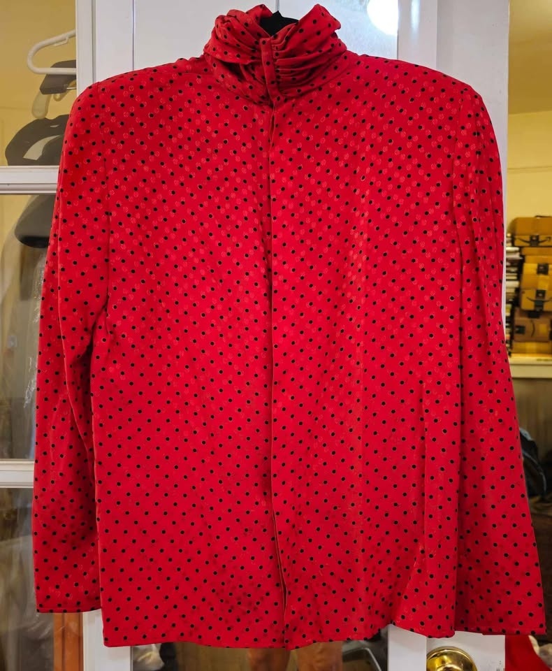 Valentino Silk Blouse - Red with Black Polka Dots - photo 2