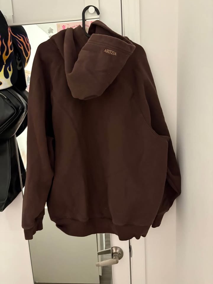 Aritzia sweatfleece, brown mega fit hoodie - photo 5