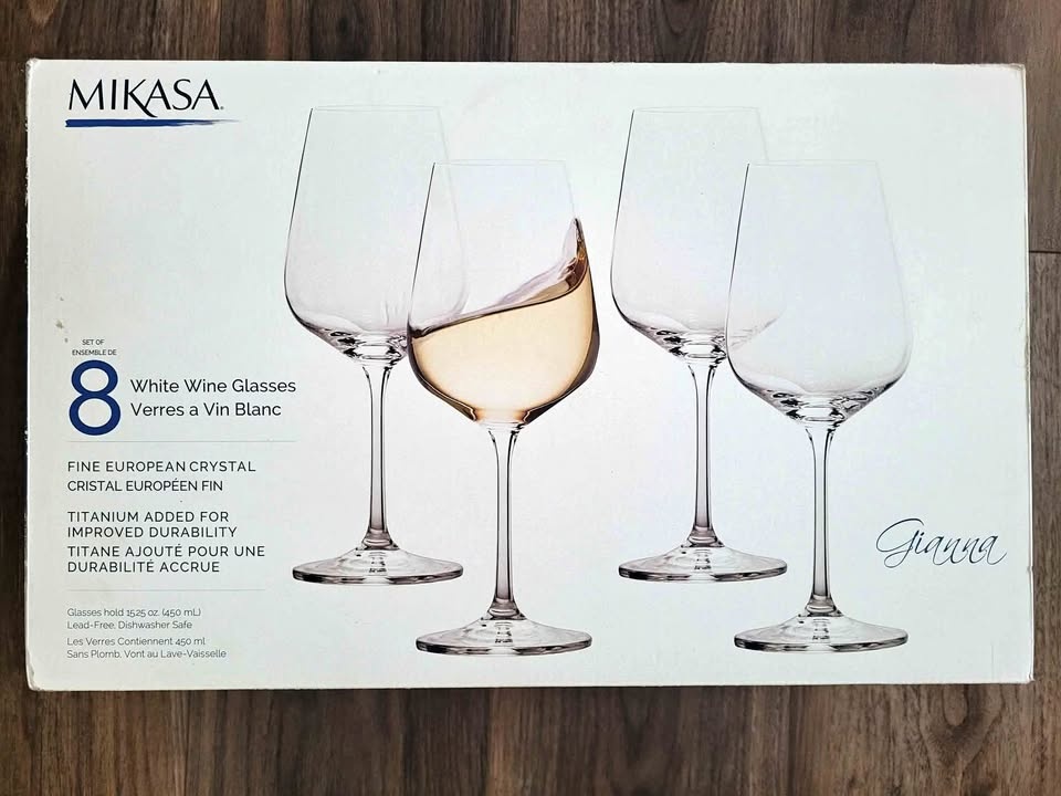 Mikasa Wine+Champagne Crystal Glasses New In Box