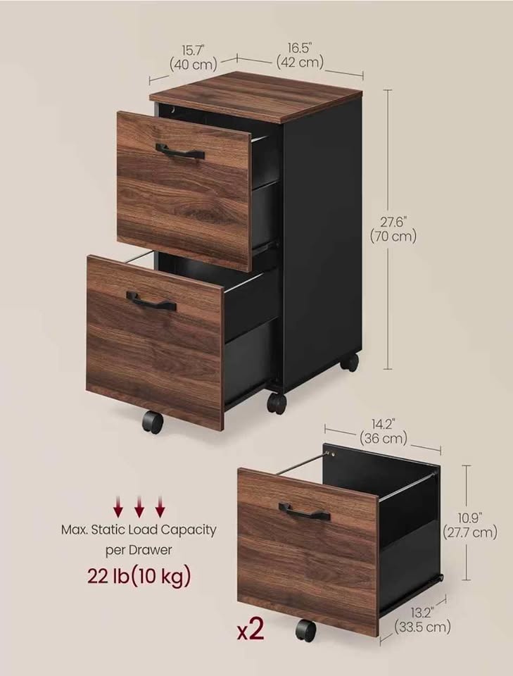 VASAGLE 2-Drawer Mobile File Cabinet - photo 5