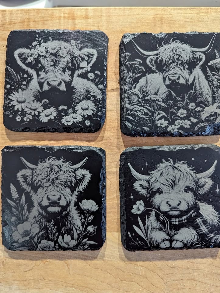 Highland Cow Slate Coaster