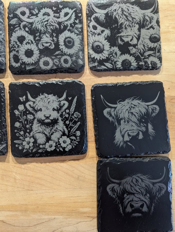 Highland Cow Slate Coaster - photo 2