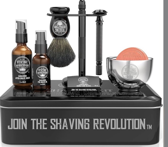 New Viking Revolution Classic Shaving Kit – Razor, Brush, Oils