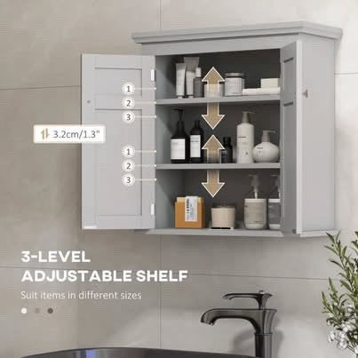 Kleankin Bathroom Wall Cabinet – Grey | Good Finds - photo 3