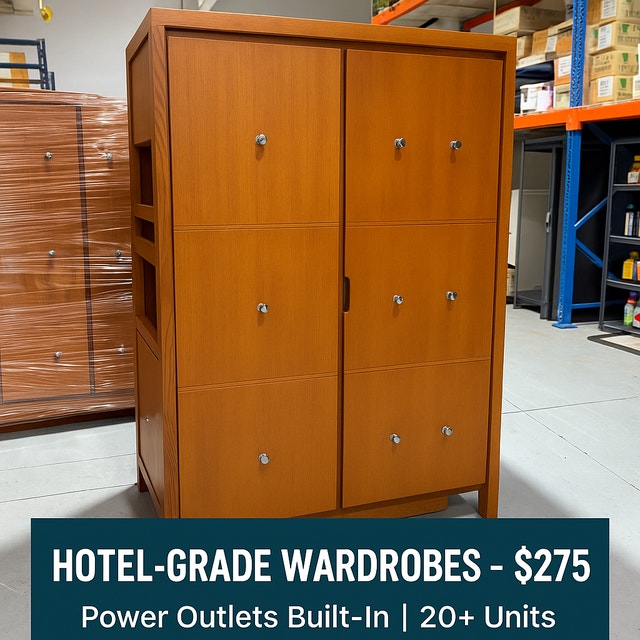 Hotel Liquidation Sale – Solid Wood Wardrobes | $275