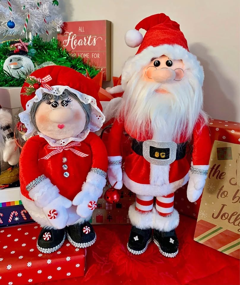 Handcrafted Santa & Mrs. Claus Christmas Decoration 15” - 21”