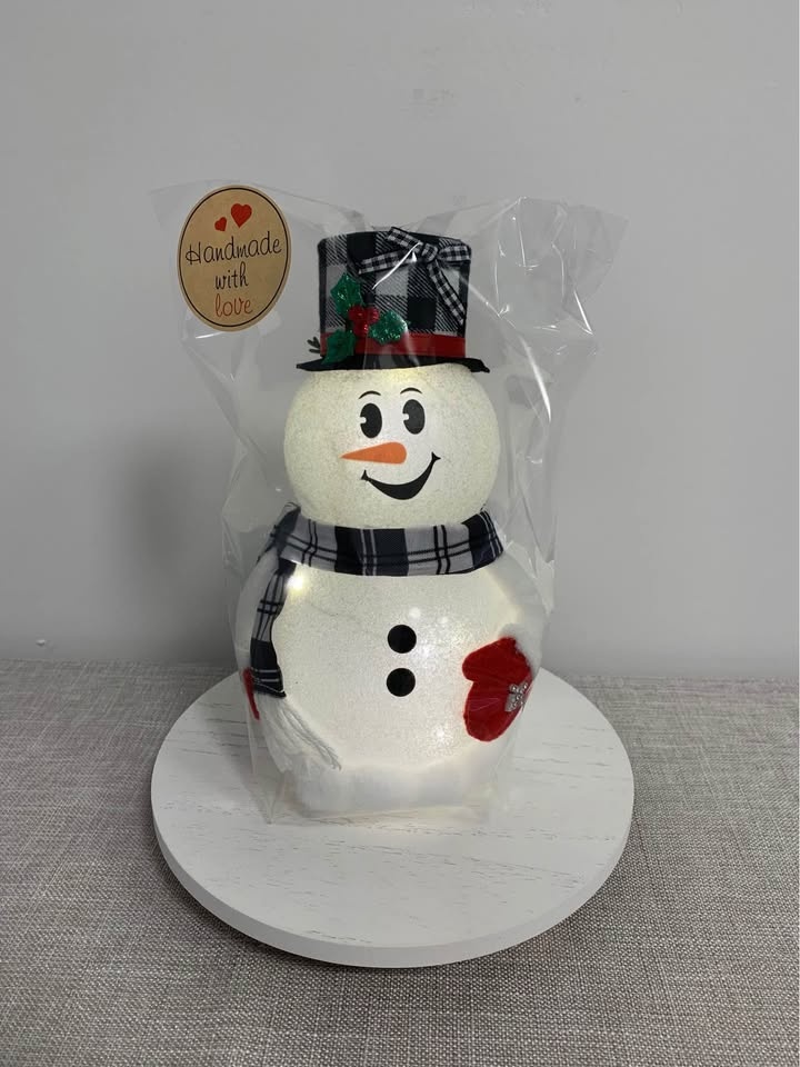 Handcrafted Christmas Frosty the Snowman Light up Holiday Decor - photo 3