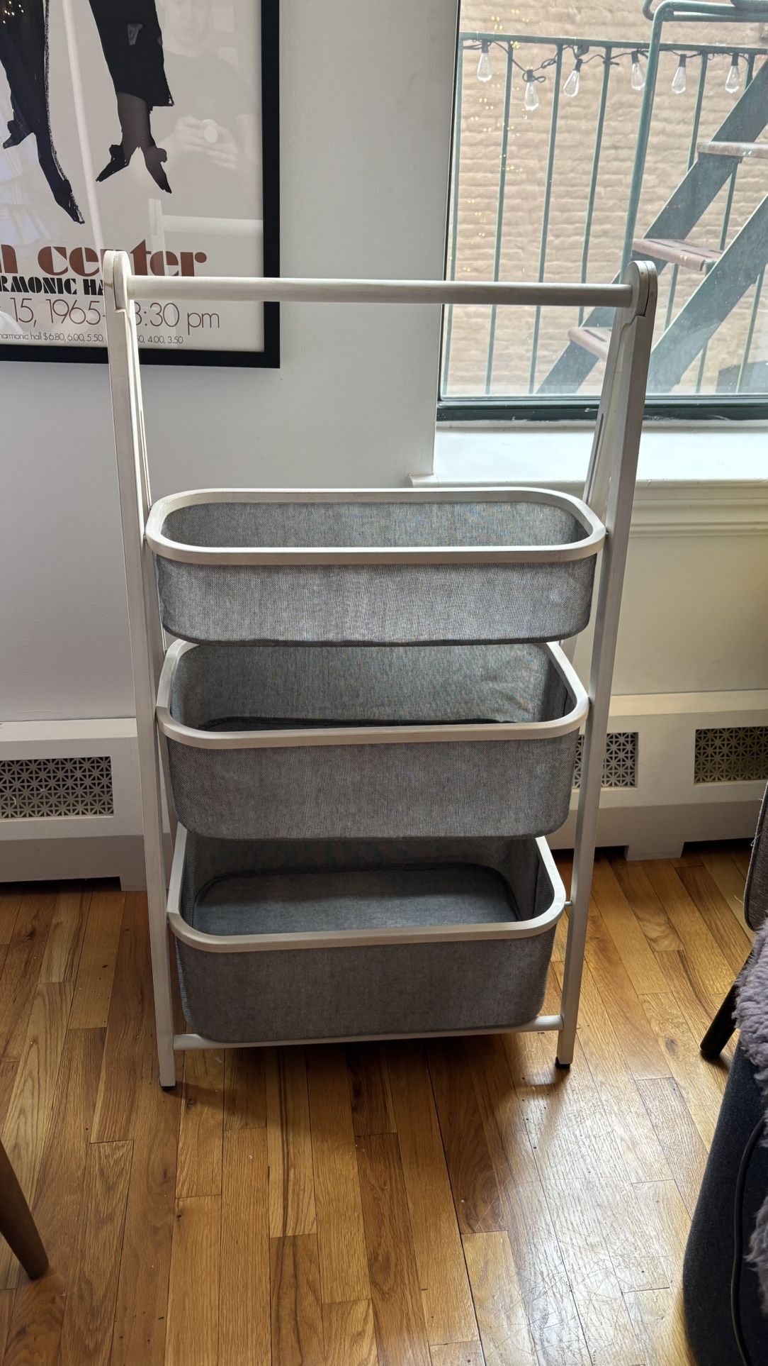 West Elm gray linen collapsible storage / shelf - photo 2