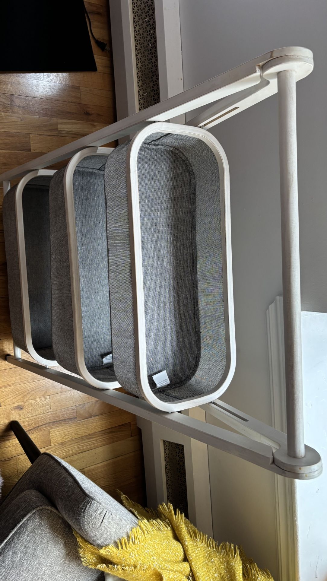 West Elm gray linen collapsible storage / shelf - photo 3