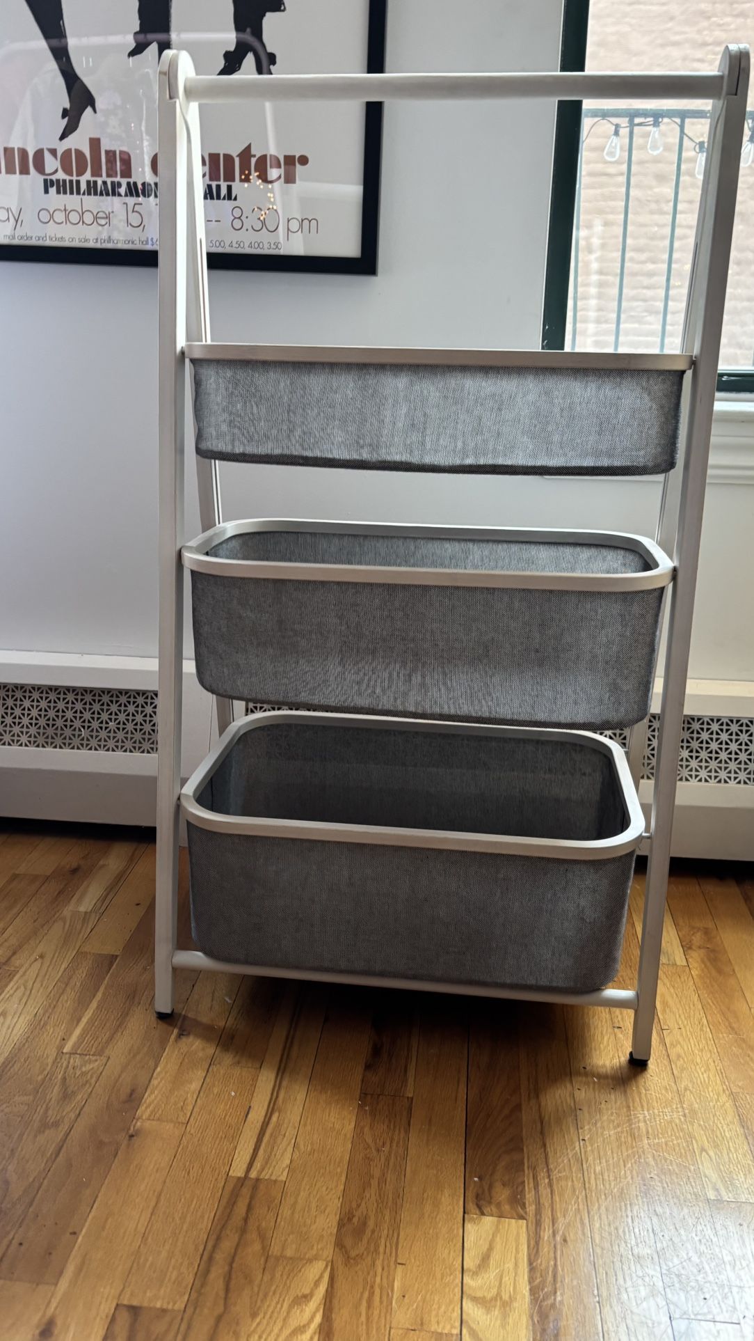 West Elm gray linen collapsible storage / shelf - photo 4
