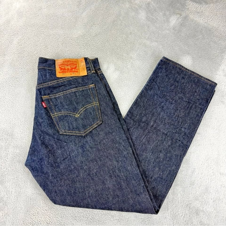 Levi's 501 Raw Denim Shrink to Fit Button Fly Jeans