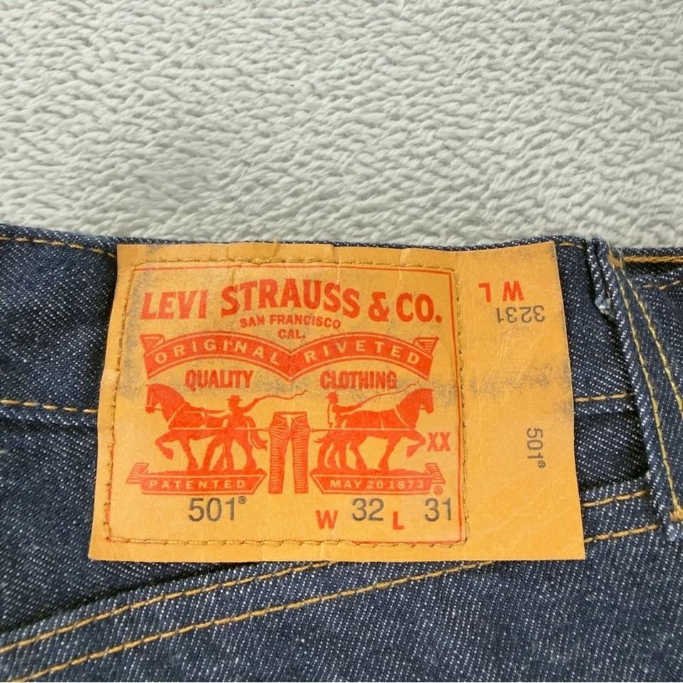 Levi's 501 Raw Denim Shrink to Fit Button Fly Jeans - photo 2