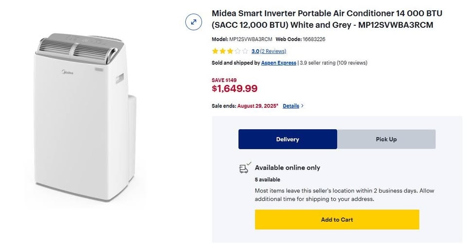 BNEW Midea Duo Smart Portable A/C - photo 2