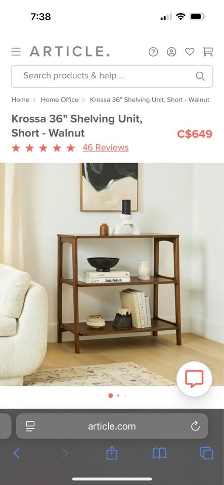 ARTICLE: Krossa 36" Shelving Unit, Short - Walnut - photo 3