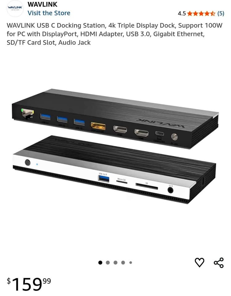 4K Triple Display Laptop Docking Station - New