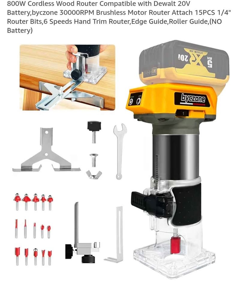 NEW- Wood Router Compatible with DeWalt Batteries