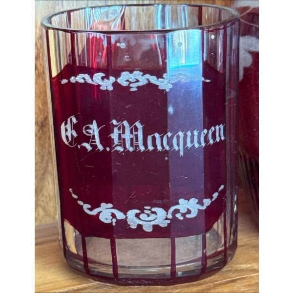 Ruby Red Bohemian Glass Vintage Barware Set- Czech Crystal - photo 2