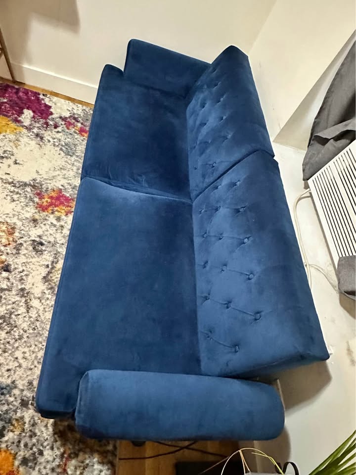 Upholstered blush velvet blue futon - photo 2