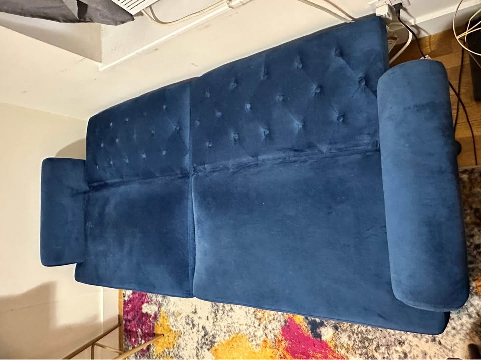 Upholstered blush velvet blue futon - photo 3