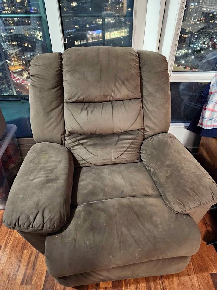Suede Recliner in Brown
