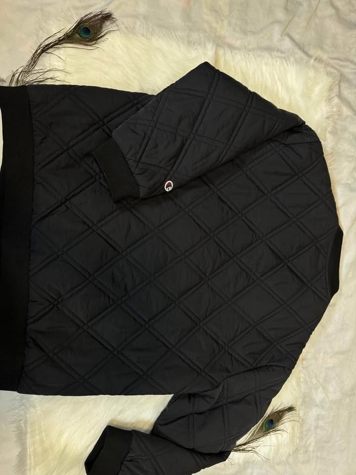 Champion Retro Diamond Quilted Bomber Varsity Jacket In Black - - photo 5