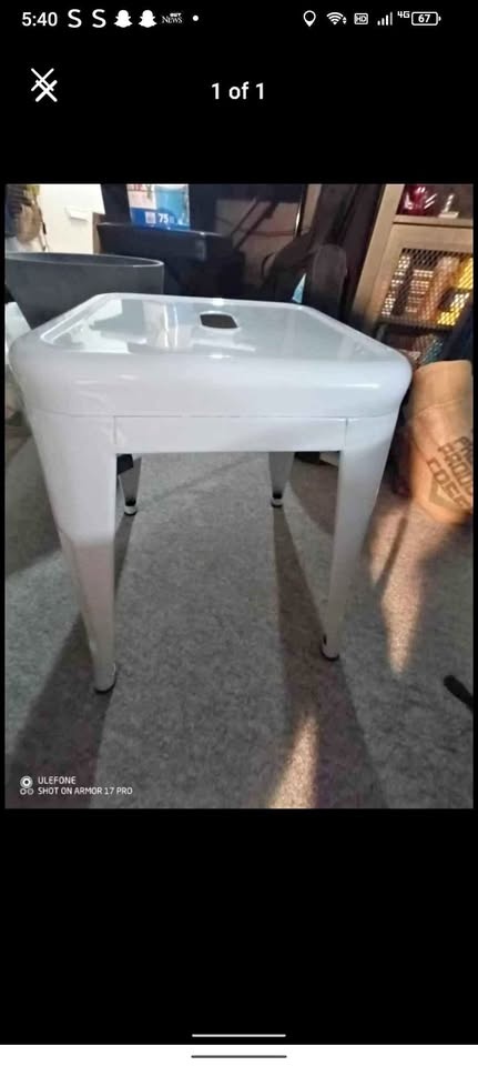 White 18 inch tolix stool