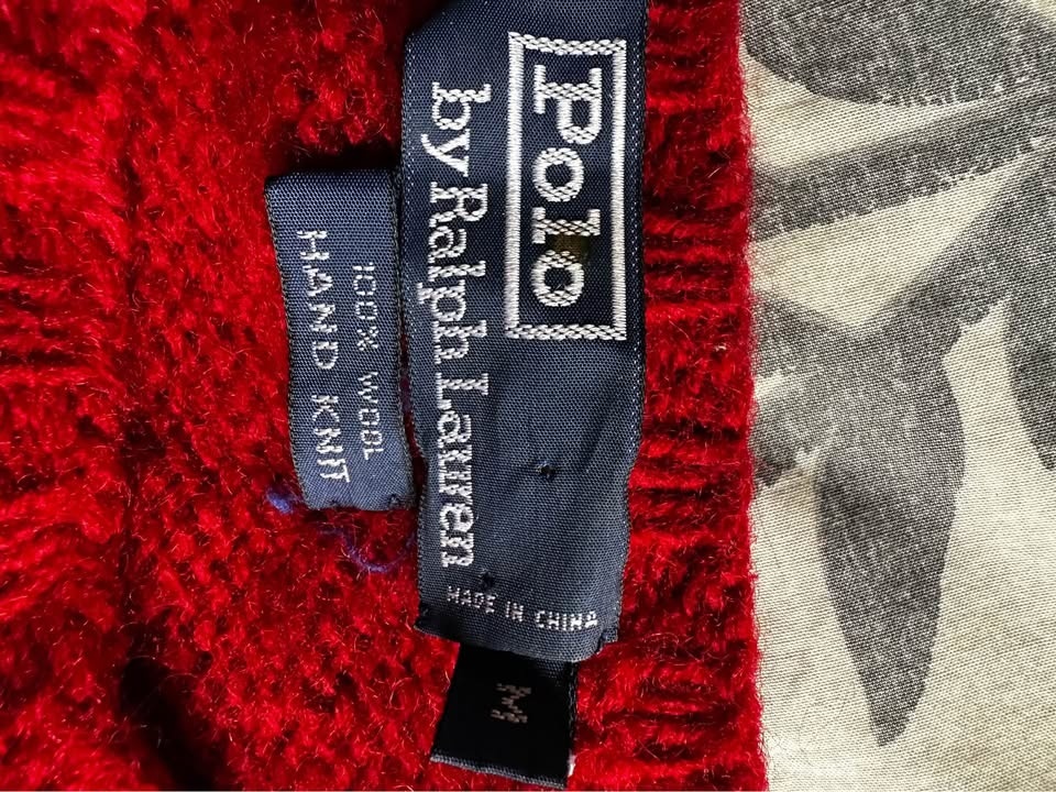 Polo RL Teddy Bear hand knit wool sweater (1990s) collectible - photo 3