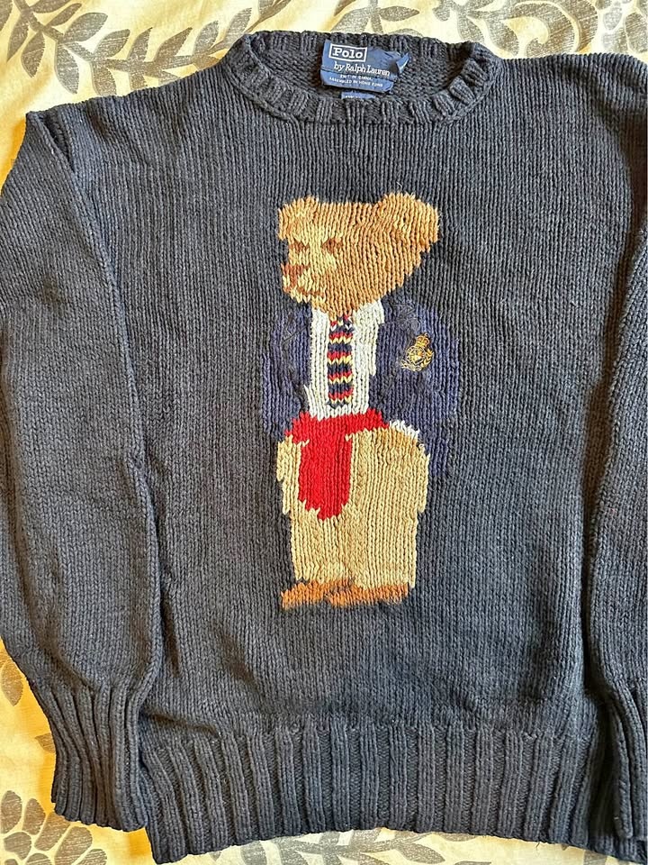 Polo RL Teddy Bear “University”hand-knit sweater (1990s)