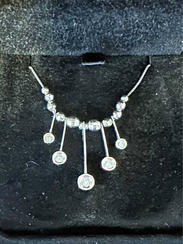 Genuine Diamond Necklace in 14 K white gold 16" - photo 2