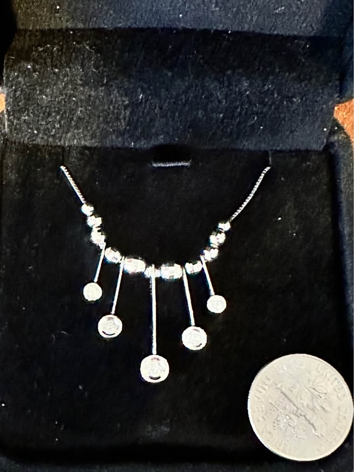 Genuine Diamond Necklace in 14 K white gold 16" - photo 3