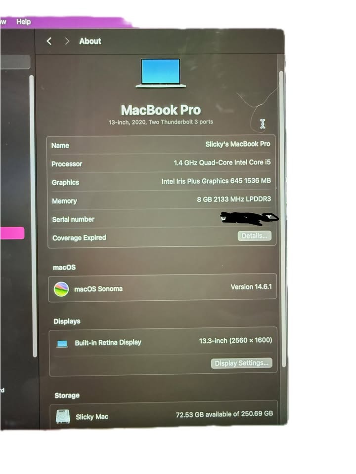 2020 MacBook Pro 13” Touch Bar: i5, 8GB RAM, 256GB SSD - photo 3