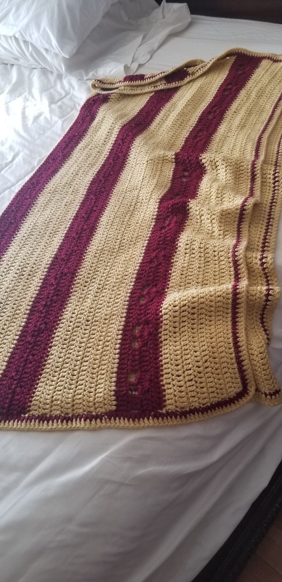 Handmade Gold and Wine Blanket