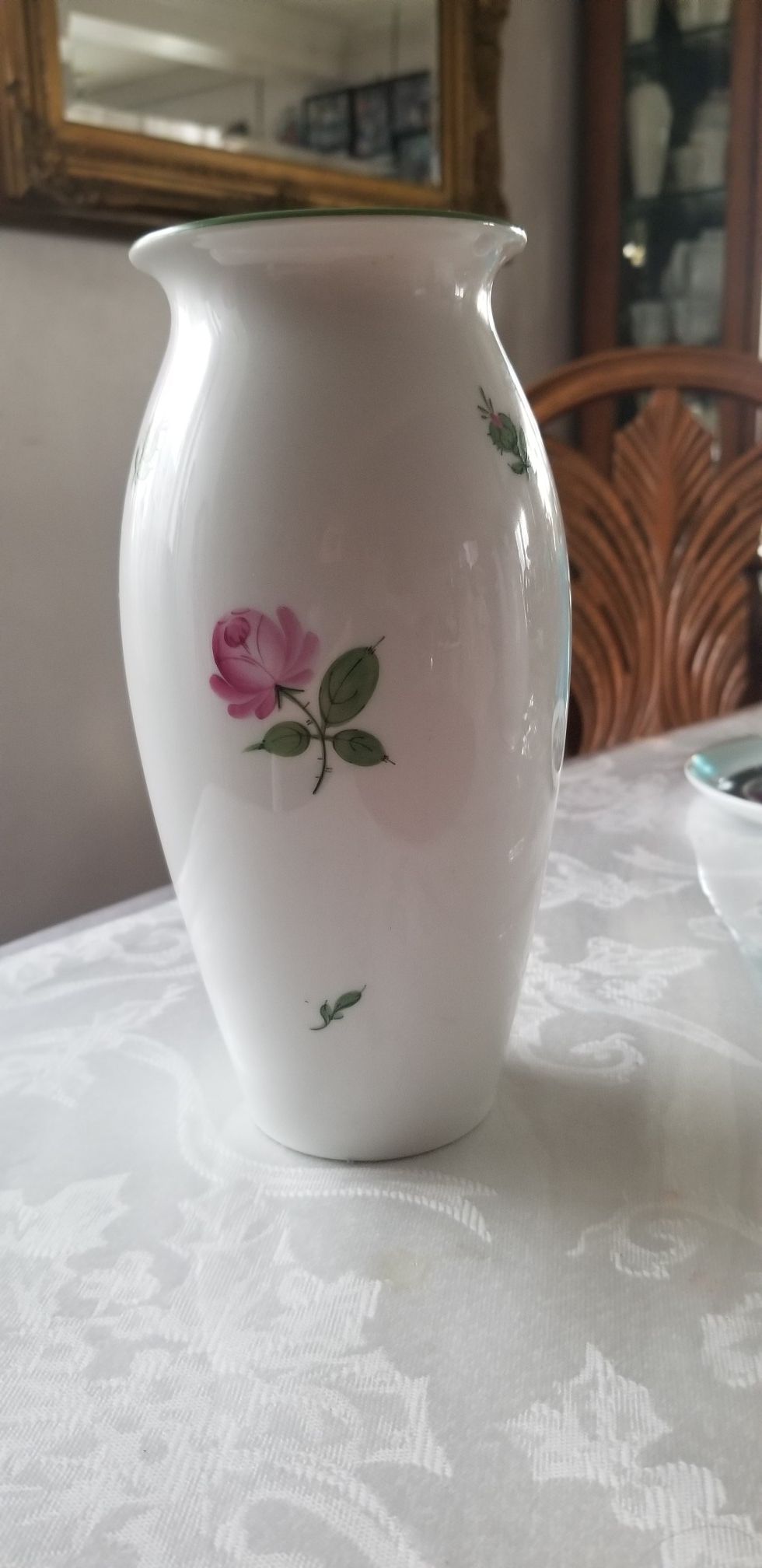 White rose vase