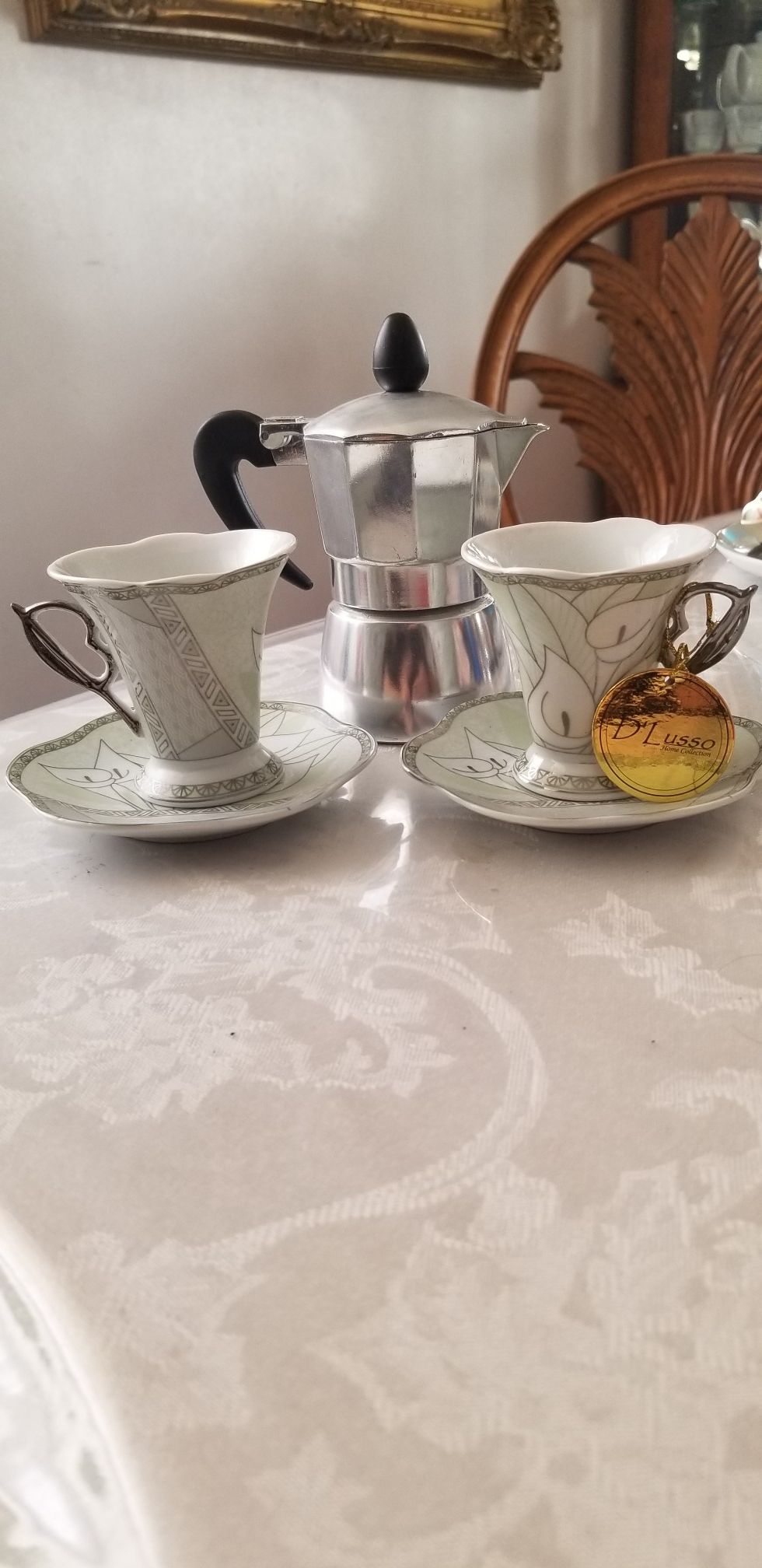 Set Coffee pot with cups and saucers